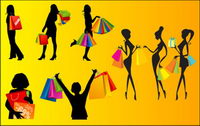 Vector silhouettes of women shopping