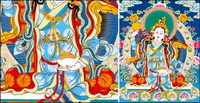 Lin Tibetan Thangka mother to three lines of empty vector AI