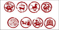 Dragon, tiger, birds, Yan, deer, horse