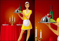 Foreign waiters vector material