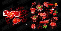 2008 Christmas decoration elements and patterns vector material