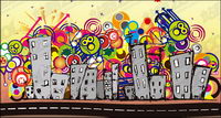 Lovely city vector illustrations material