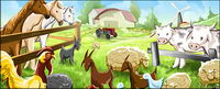 Psd farm cartoon illustrations layered material