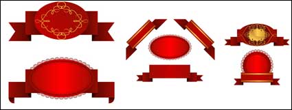 Several red ribbon ribbon vector material