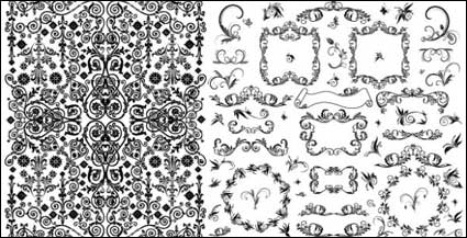 Practical black and white lace pattern vector material