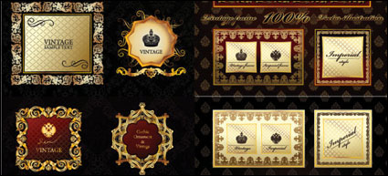 European honourable label and border vector of material