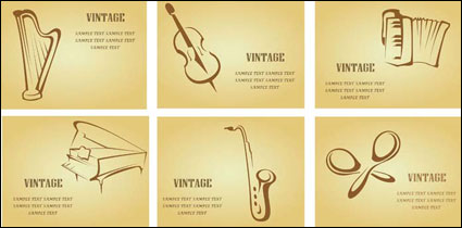 Simple Vector musical theme cards