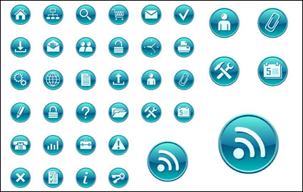 Simple blue circle icon vector material