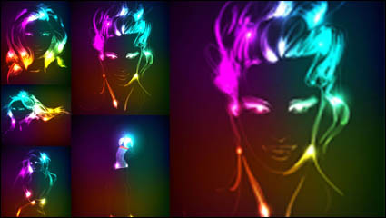 Bright line drawing beautiful women - vector