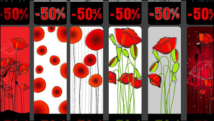 Flowers topic discount tag vector material