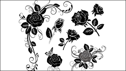 Hand-painted flowers material 02 - vector