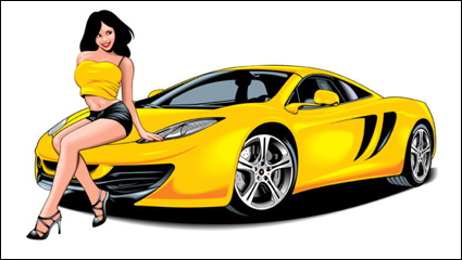 Sexy beautiful girl with sports car -03