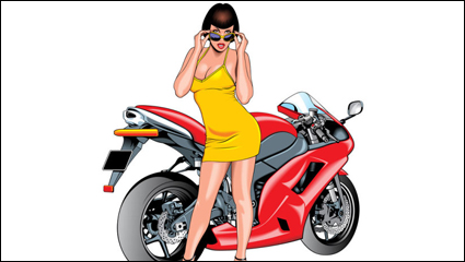 Sexy beauty and sports car 04 - vector material