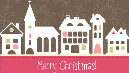 Cartoon Christmas background 03 - vector material