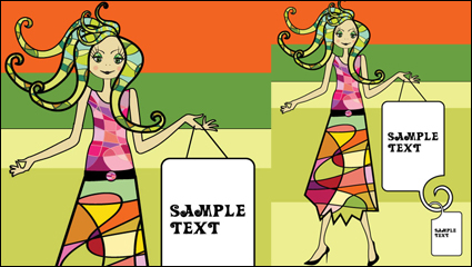 Cartoon beauty image 02 - vector material