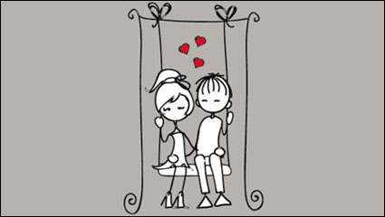 Line art illustration Valentine 05 - vector material