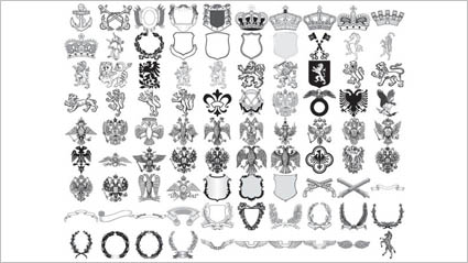 Anchors, horned horses, wheat, lion, double-headed eagle, olive branch, zebra