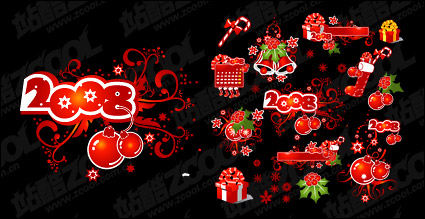 2008 Christmas decoration elements and patterns vector material