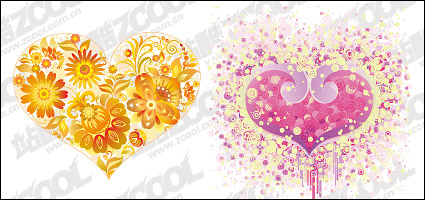 Heart-shaped flower vector material