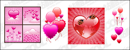 With texture of the heart-shaped elements vector material
