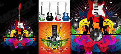 Guitar theme vector material