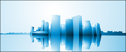 The reflection of urban high-rise buildings.